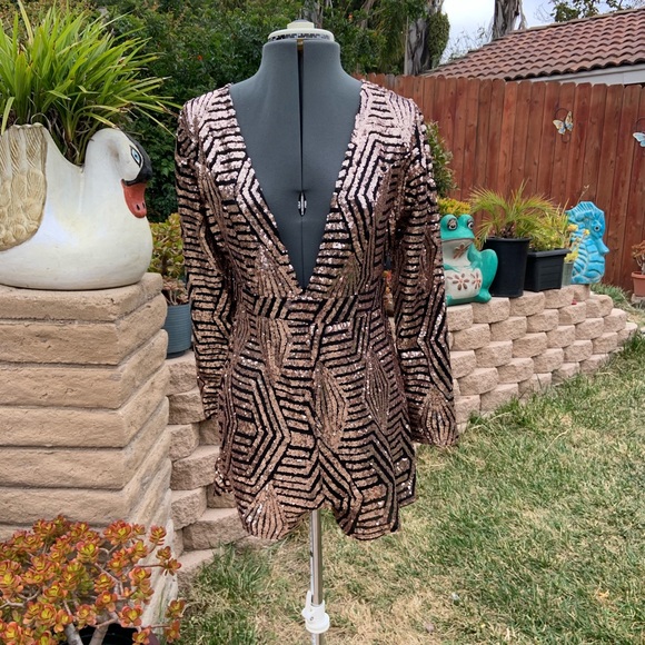 Tops - Long Sleeves Rose Gold Romper Sz L